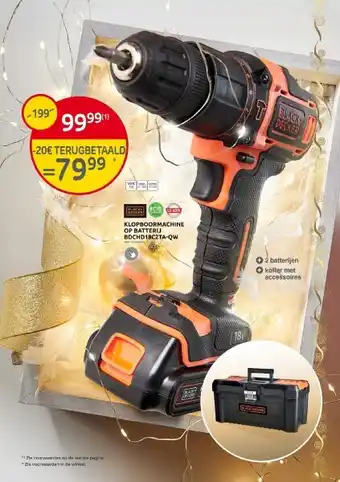 Brico Klopboormachine op batterij bdchd18c2ta-qw aanbieding