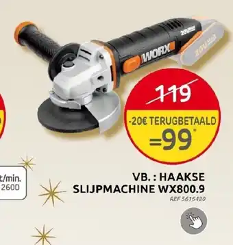 Brico Haakse slijpmachine wx800.9 aanbieding