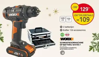 Brico Schroefboormachine op batterij wx100.1 aanbieding
