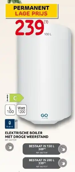 Brico Elektrische boiler met droge weerstand aanbieding