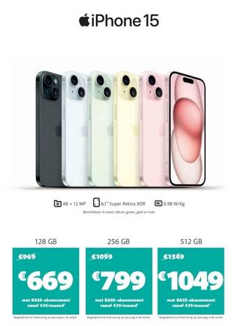 Base Iphone 15 128 gb aanbieding