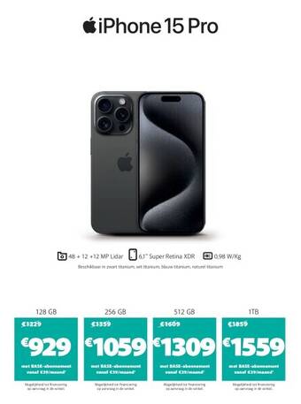 Base Iphone 15 pro 128 gb aanbieding