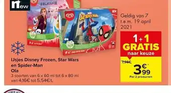 Carrefour Ij Disney Frozen,Star wars en Spider-Man aanbieding