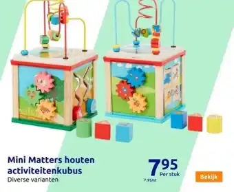 Action Mini matters houten activiteitenkubus aanbieding
