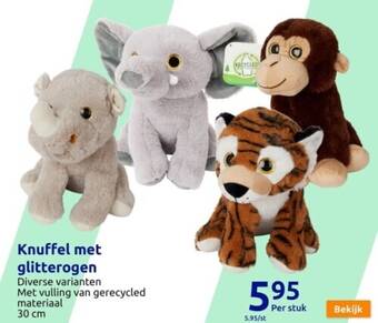 Action Knuffeldier met glitterogen aanbieding