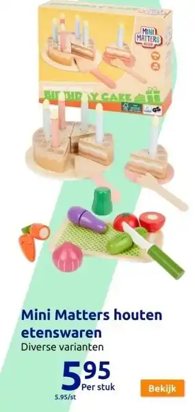 Action Mini matters houten etenswaren aanbieding