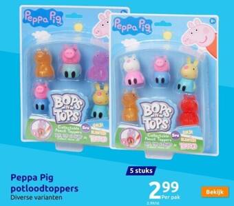 Action Peppa pig potloodtoppers aanbieding