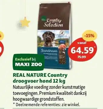 Maxi Zoo Real nature country droogvoer hond 12 kg aanbieding