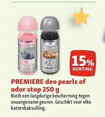 Maxi Zoo Premiere deo pearls of odor stop 250 g aanbieding