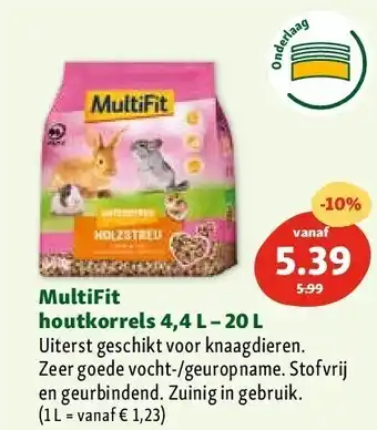 Maxi Zoo Multifit houtkorrels 4,4 l - 20 l aanbieding