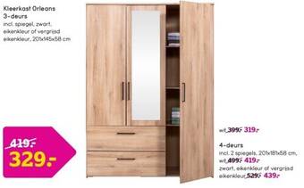 Leen Bakker Kleerkast orleans 3-deurs aanbieding