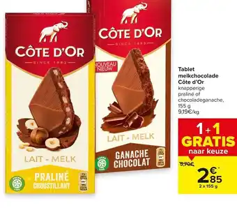 Carrefour Tablet melkechocolate Côte d'or aanbieding