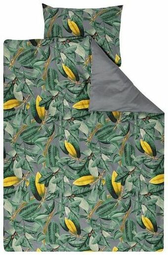 HEMA HEMA Dekbedovertrek - Hotel Katoen Satijn - Tropische Bladeren Grijs (grijs) aanbieding