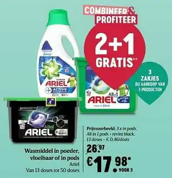 Delhaize Ariel in pods, all in 1 pods + revita black aanbieding