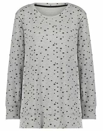 HEMA HEMA Dames Nachtshirt Viscose Fleece Sterren Grijsmelange (grijsmelange) aanbieding