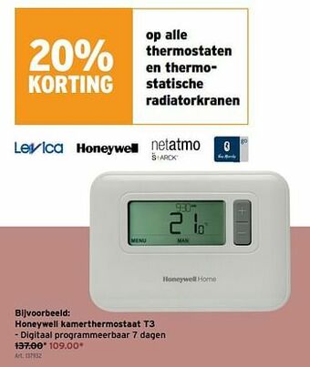 GAMMA Honeywell kamerthermostaat t3 aanbieding
