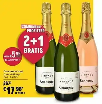 Delhaize Cava brut of rosé codorníu vintage aanbieding