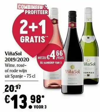 Delhaize Viñasol 2019-2020 witte, rosé of rode wijn uit spanje aanbieding