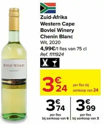Carrefour Market Zuid-afrika western cape bovlei winery chenin blanc wit aanbieding