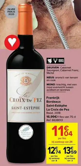 Carrefour Market Frankrijk bordeaux saint-estèphe la croix de pez rood aanbieding
