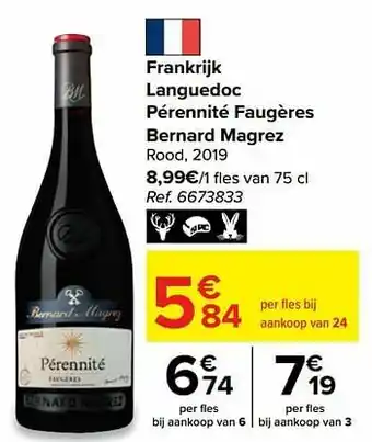 Carrefour Frankrijk languedoc pérennité faugères bernard magrez rood, 2019 aanbieding