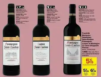 Carrefour Market Frankrijk bordeaux satellieten saint-émilion puisseguin lussac of montagne la cave d’augustin florent rood aanbieding