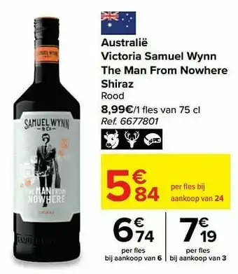 Carrefour Australië victoria samuel wynn the man from nowhere shiraz rood aanbieding