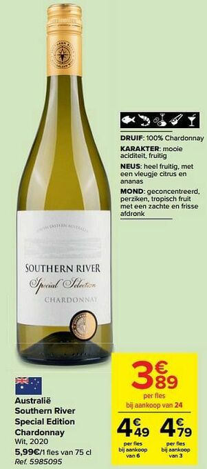 Carrefour Market Australië southern river special edition chardonnay wit aanbieding