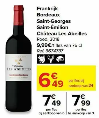 Carrefour Market Frankrijk bordeaux saint-georges saint-émilion château les abeilles rood aanbieding