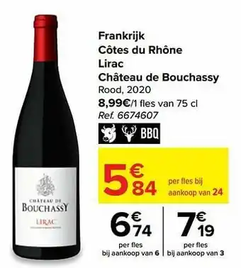 Carrefour Market Frankrijk côtes du rhône lirac château de bouchassy rood aanbieding