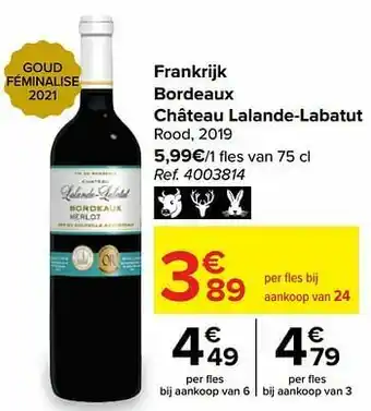 Carrefour Market Frankrijk bordeaux château lalande-labatut rood aanbieding