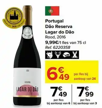 Carrefour Portugal dão reserva lagar do dão rood, 2016 aanbieding