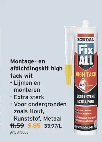 GAMMA Montage- en afdichtingskit high tack wit aanbieding