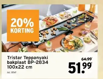 Tristar teppanyaki bakplaat bp-2834 100x22 cm