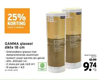 GAMMA Gamma glaswol dikte 18 cm aanbieding