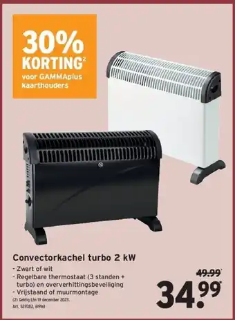 GAMMA Convectorkachel turbo 2 kw aanbieding
