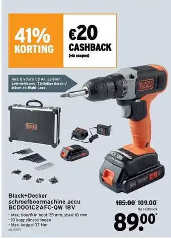 GAMMA Black+decker schroefboormachine accu bcd001c2afc-qw 18v aanbieding