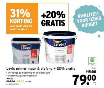 GAMMA Levis primer muur & plafond + 20% gratis aanbieding
