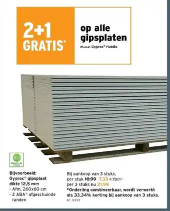 GAMMA Gyproc gipsplaat dikte 12,5 mm aanbieding