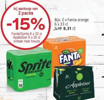 Alvo 2 x fanta orange 6 x 33 cl aanbieding