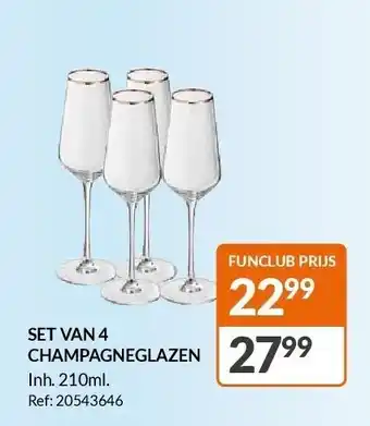 Set van 4 champagneglazen