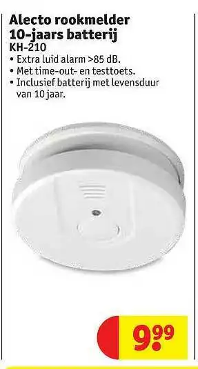Alecto Rookmelder 10-jaards Batterij