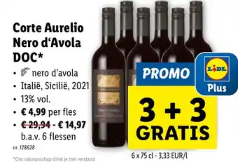 Lidl Corte Aurelio Nero d'Avola DOC 6 x 75cl aanbieding