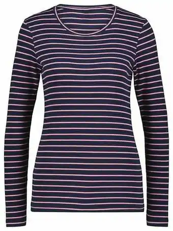 HEMA HEMA Dames T-shirt Rib Strepen Donkerblauw (donkerblauw) aanbieding
