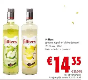 Colruyt Filliers groene appel- of citroenjenever 20 % vol 70 cl aanbieding