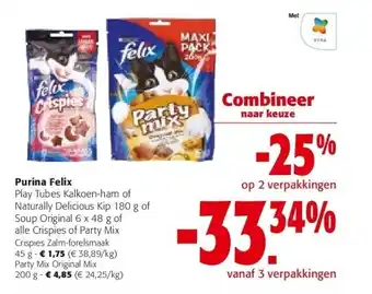 Colruyt Purina felix crispies zalm-forelsmaak 45 g aanbieding