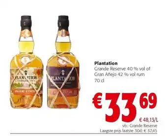 Colruyt Plantation grande reserve 40 % vol of gran añejo 42 % vol rum 70 cl aanbieding
