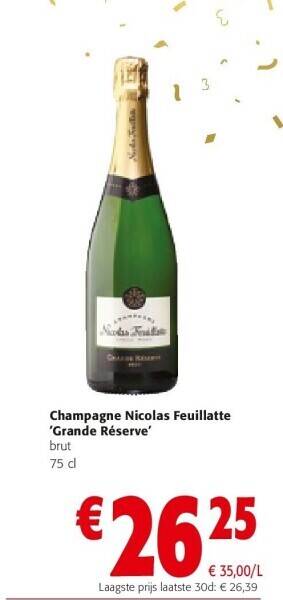 Colruyt Champagne nicolas feuillatte 'grande réserve' aanbieding