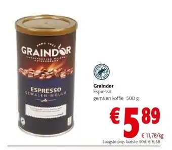 Colruyt Graindor espresso gemalen koffie 500 g aanbieding