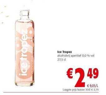 Colruyt Ice tropez alcoholvrij aperitief 0,0 % vol 27,5 cl aanbieding
